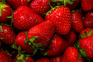 Red delicious fresh strawberries close-up
