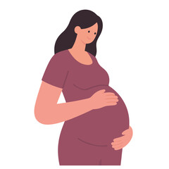 Pregnant Woman Illustration, Flat Style, Vector Design