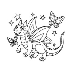 Dragon Chasing Shiny Sparkles Coloring Page