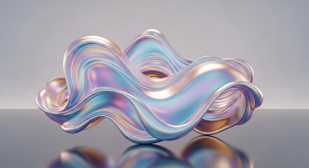 Iridescent Abstract Sculpture, Fluid Form