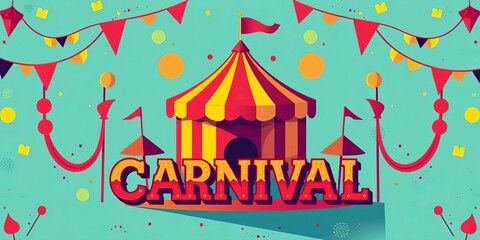 Vibrant retro carnival poster design with abstract shapes and vintage typography,  template,  background