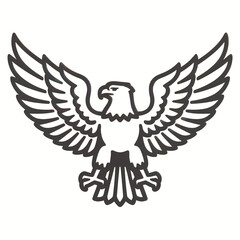 Stylized black eagle emblem with wings spread wide