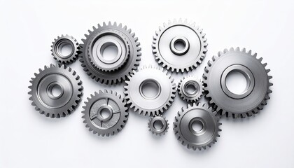 Cogs and gears on a white background