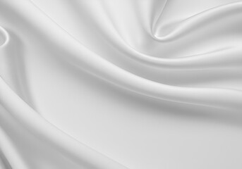 Fototapeta premium Elegant Draped White Satin Fabric Texture Smooth, Luxurious Background