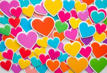 Vibrant heart stickers, assorted colors, ideal for crafting,  embellishments,  yellow