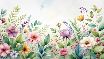  Floral and leaves Botanic mural wallpaper