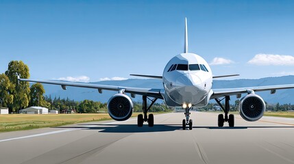 Obraz premium Passenger airplane on airport runway