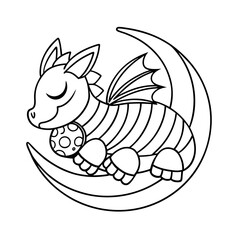 Fototapeta premium Dragon Snoozing on a Candy Cloud Coloring Page