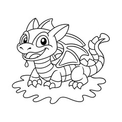 Obraz premium Dragon Splashing in Jelly Pool Coloring Page