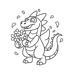 Dragon Tossing Flowers in Air Coloring Page