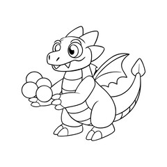 Obraz premium Dragon Tossing Marshmallows Coloring Page