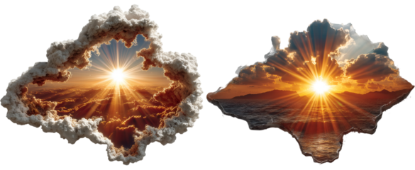 A dramatic sunset sky isolated on transparent background