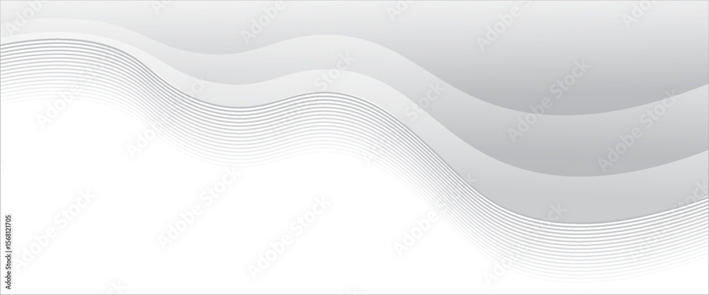 Fototapete vector gray line background curve element with white space for text and message design, overlapping 