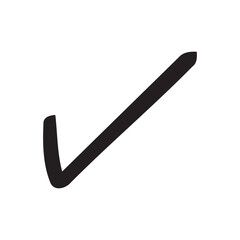 Hand-drawn Check Mark: Bold, Dark, Minimalist Graphic Design Element on Black Background