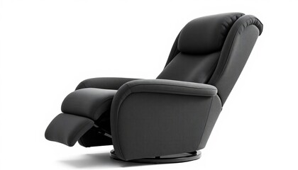 Dark gray fabric recliner chair isolated on white,  dark gray,  relaxation