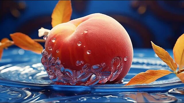 peach in Delfts Blauw realistis and slow,ai generative