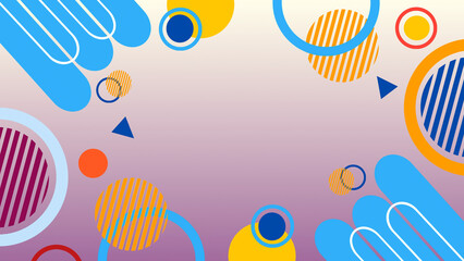 Abstract background with colorful geometric shapes like circles, triangles, and lines. Modern and dynamic design, perfect for posters, banners, presentations, and creative digital content.