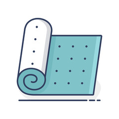 Roll of camping or fitness carpet vector icon