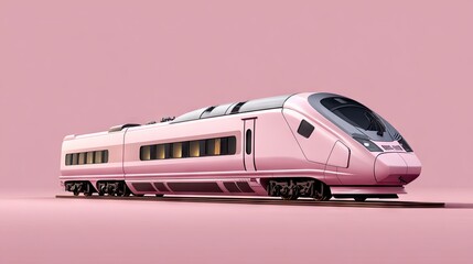 Obraz premium Pink modern train on pink background