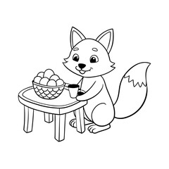 Fox Painting Easter Eggs Coloring Page