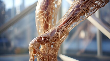 Intricate 3D rendering showcasing human anatomy and biological structures.