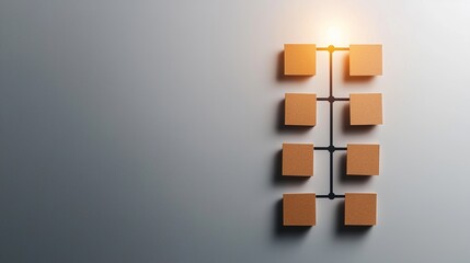 Symbolize of organization chart. Abstract geometric design with illuminated elements on a textured background.