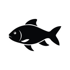 Simple black and white illustration of a fish swimming peacefully