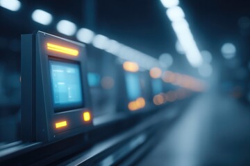 Obraz premium robotic warehouse with automated fulfillment system synced to digital dashboard