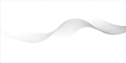 Flowing dots particles wave pattern 3D curve halftone black gradient curve shape isolated on white background. Vector in concept of technology, science, music, modern vector wave