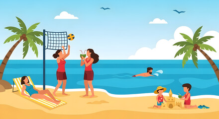 Summer Beach Vacation – Fun in the Sun Vector