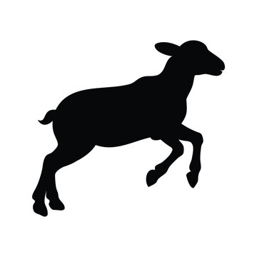 black sheep jumping silhouette on white clip art preview