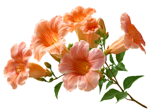 Beautiful Trumpet Vine flower isolated on transparent background.png - Powered by Adobe