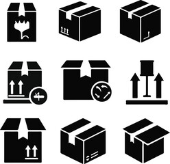 Shipping and box safety icon collection