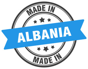 Made in Albania round sign. Made in Albania stamp.