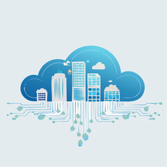 Fototapeta premium Abstract Cityscape within a Cloud Computing Network