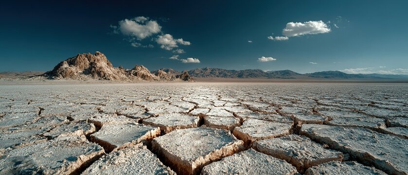 Geometric cracked mud polygons on Nevada desert playa, high-fashion texture for luxury designs, modern art backgrounds, or editorial fashion spreads.