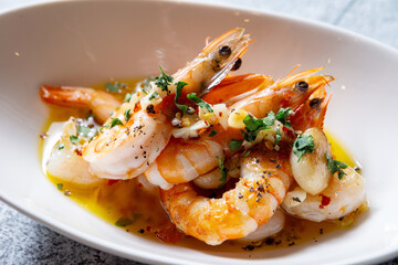 Grilled shrimp on a plate