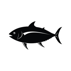 Bold black tuna fish illustration on white background with sleek design
