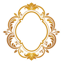Golden Floral Frame Luxury Oval Design Element