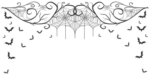 spooky Halloween dividers, bats and spiders. vector eps