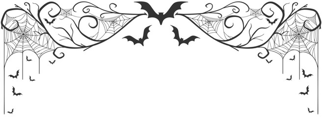 spooky Halloween dividers, bats and spiders. vector eps