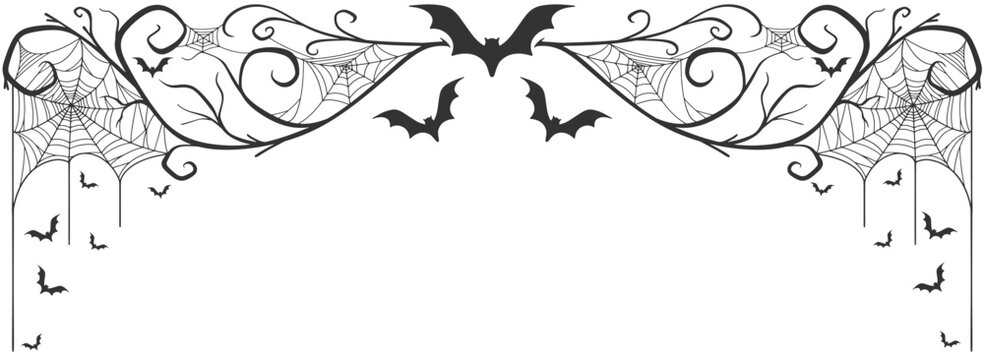 spooky Halloween dividers, bats and spiders. vector eps
