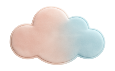 Soft pastel-colored children's rug shaped like a cloud, ideal for a nursery or calming corner in an apartment.