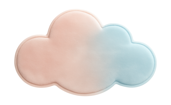 Soft pastel-colored children's rug shaped like a cloud, ideal for a nursery or calming corner in an apartment.