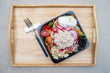 Salad with tuna mayo in a bowl