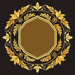 Golden Octagonal Frame with Flourishes Elegant Design Element