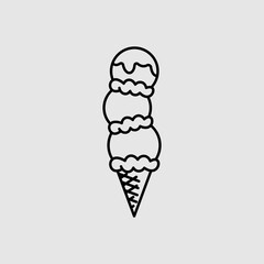 cute ice cream icon vector illustration in black and white flat line style eps 10 png