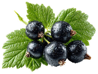 Schwarze Johannisbeeren mit Blatt - Isoliert