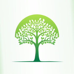 Green Tree Illustration with Round Crown
