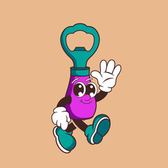 Retro character design of friendly bottle opener